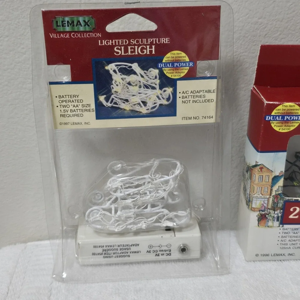 VTG Lemax‎ Dickensville NOMA Village Lot Lighted Sleigh Stop Signs Street Lamps